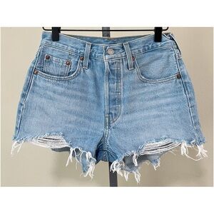 Levi's Light Blue Distressed Jean Shorts